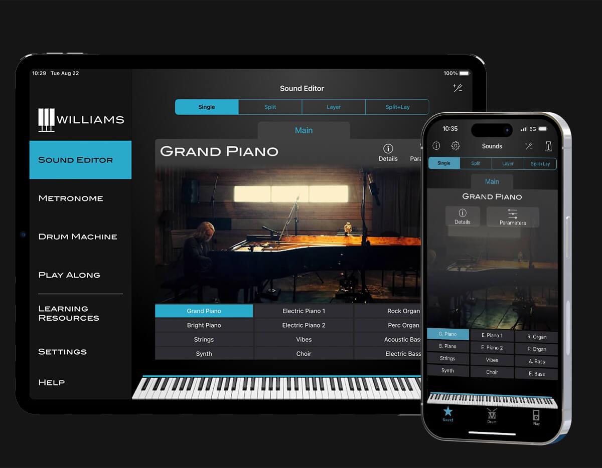 Williams Piano App on Ipad and Iphone.